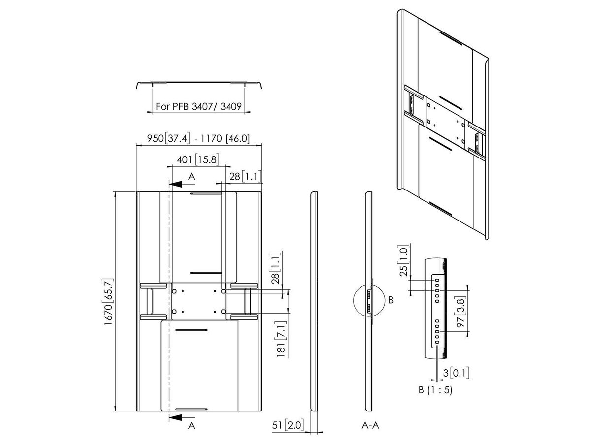 Vogel's Pro Rückabdeckung - Connect-It, Display, Hochformat 75-80"