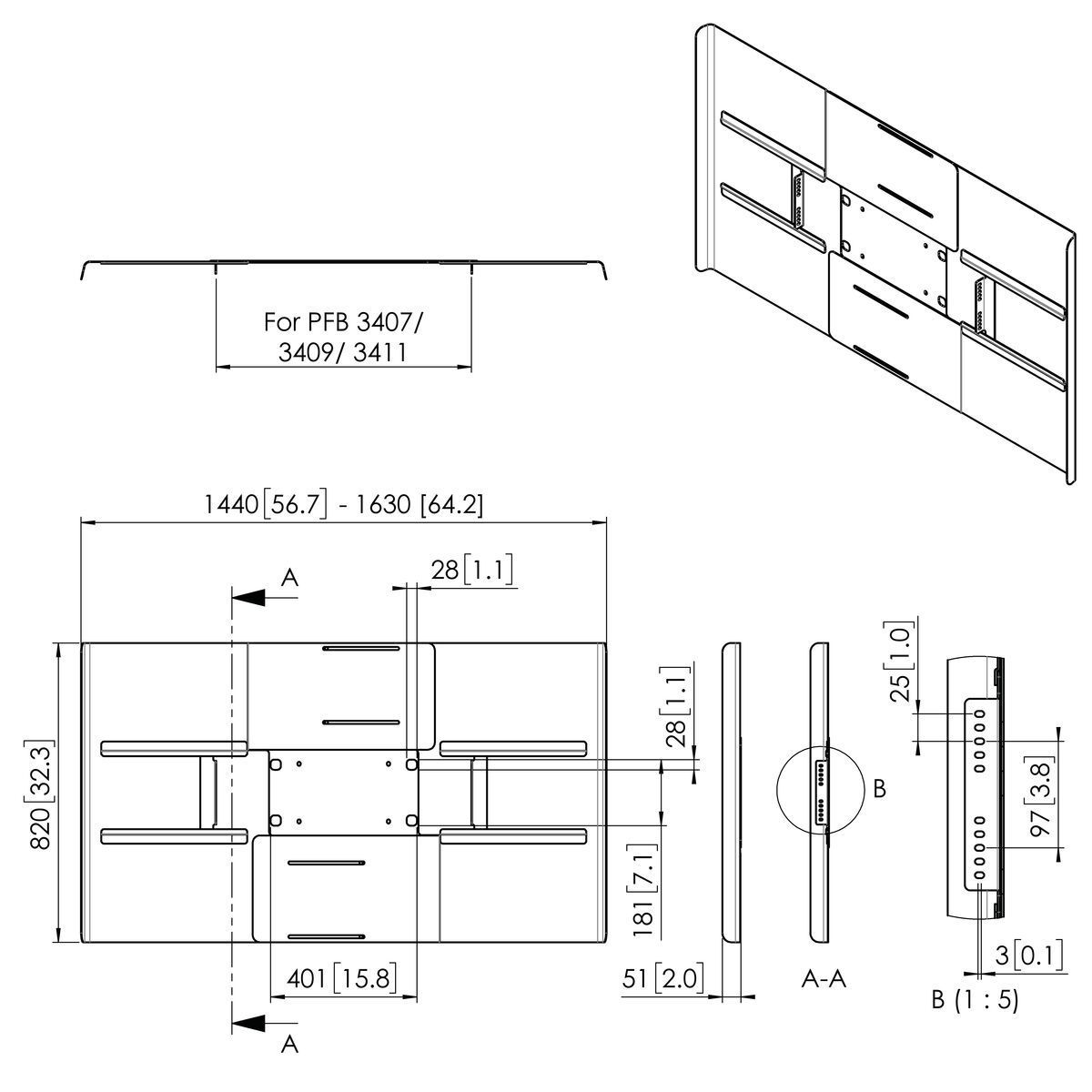 Vogel's Pro Back Cover - Connect-It, Display, Landscape 65-70"