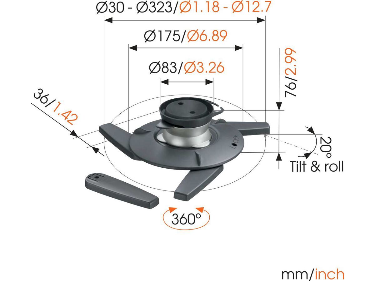 Vogel's Projector Ceiling Mount - Universal, swivel and tilt, 10kg