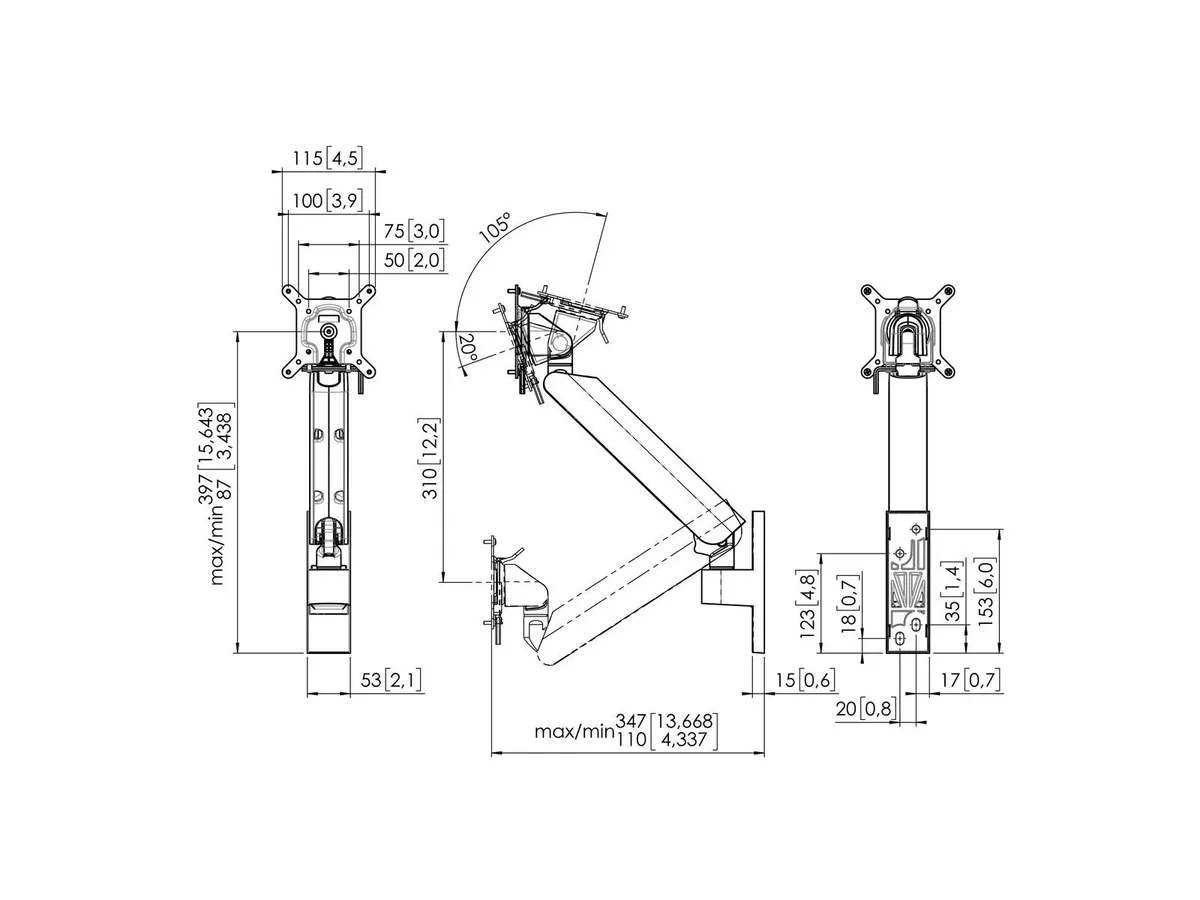 Vogel's Pro Support d'écran Motion - mur, ergonomique, 10kg, blanc