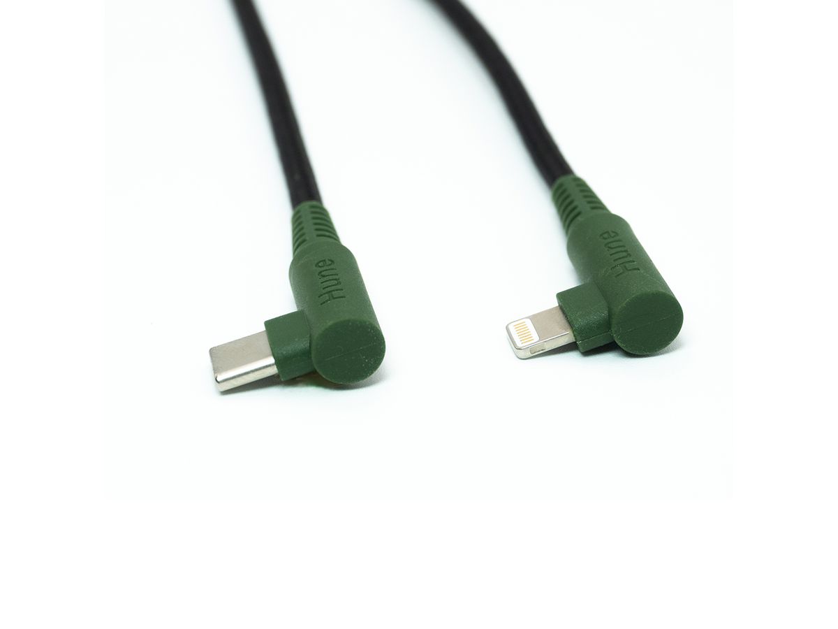 HUNE Ladekabel 90° TypeC-Lightning 1.2m - Forest green