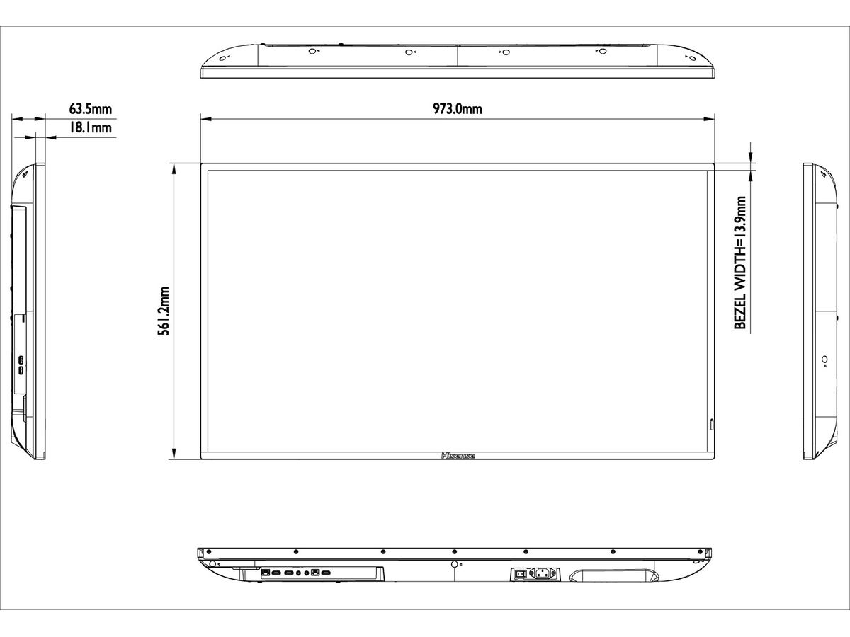 Hisense 43" LCD Display - UHD, 18/7, 500cd/m2