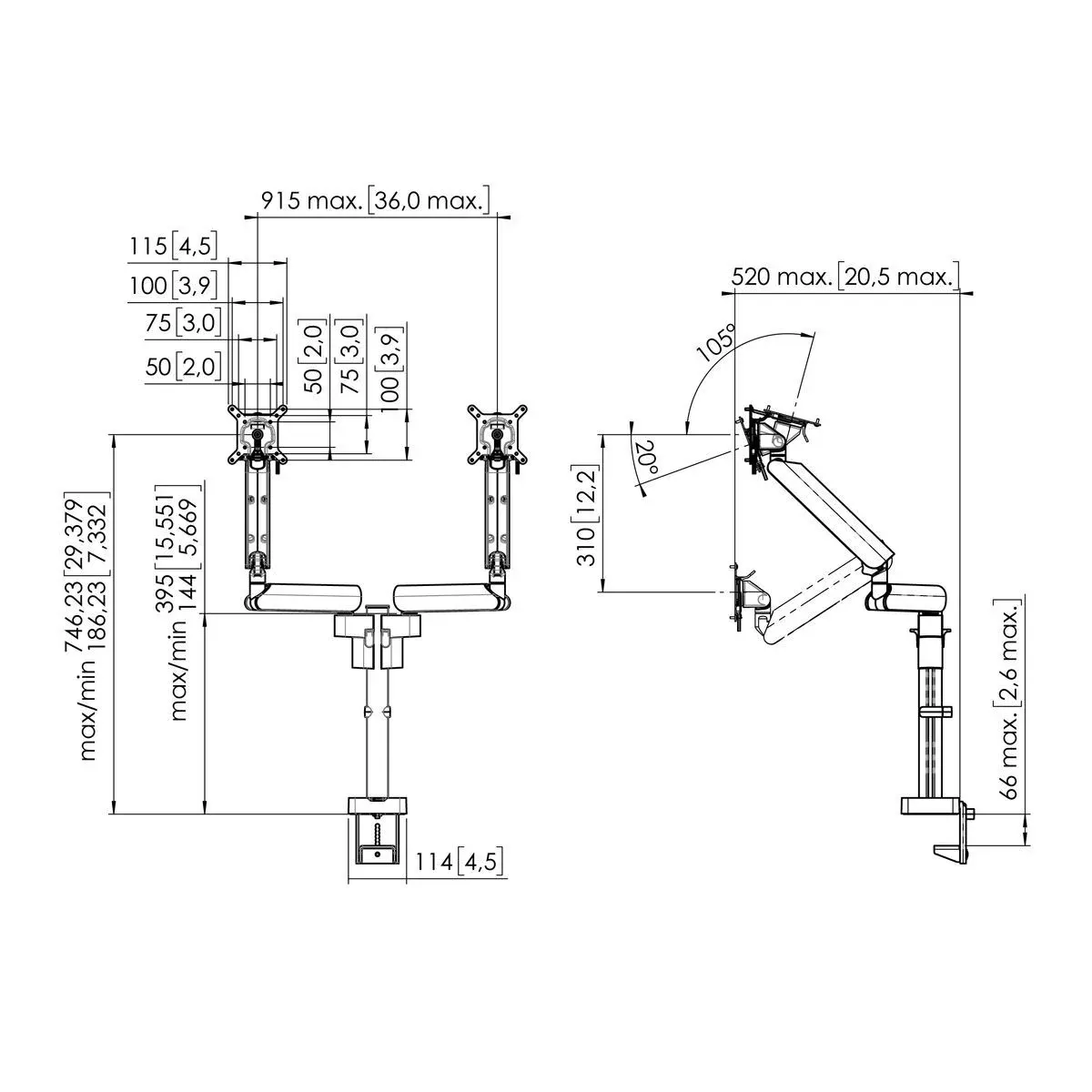 Vogel's Pro 2x Support d'écran Motion, - table, ergonomique, 2x10kg, noir