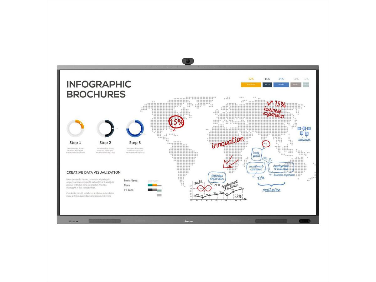 Hisense 75" LCD Display - UHD, 16/7, 370cd/m2, IR-Touch, Mic
