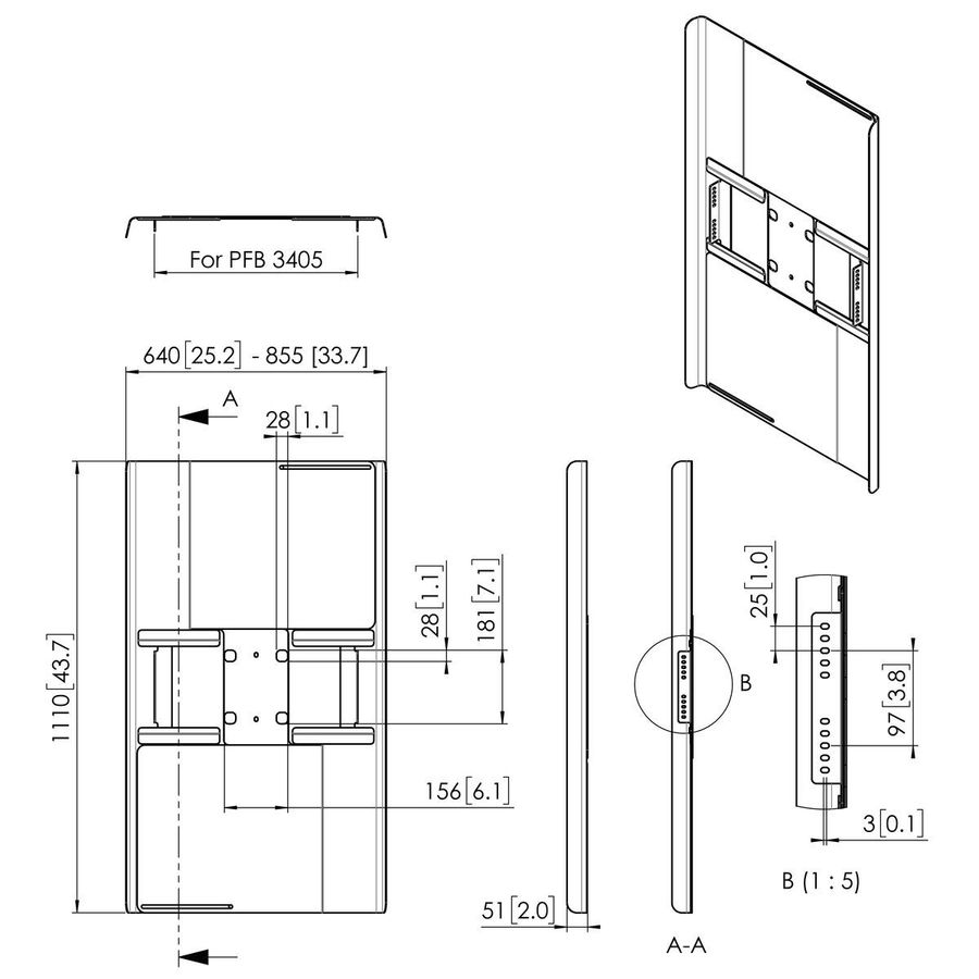 Vogel's Pro Rückabdeckung - Connect-It, Display, Hochformat 50-55"