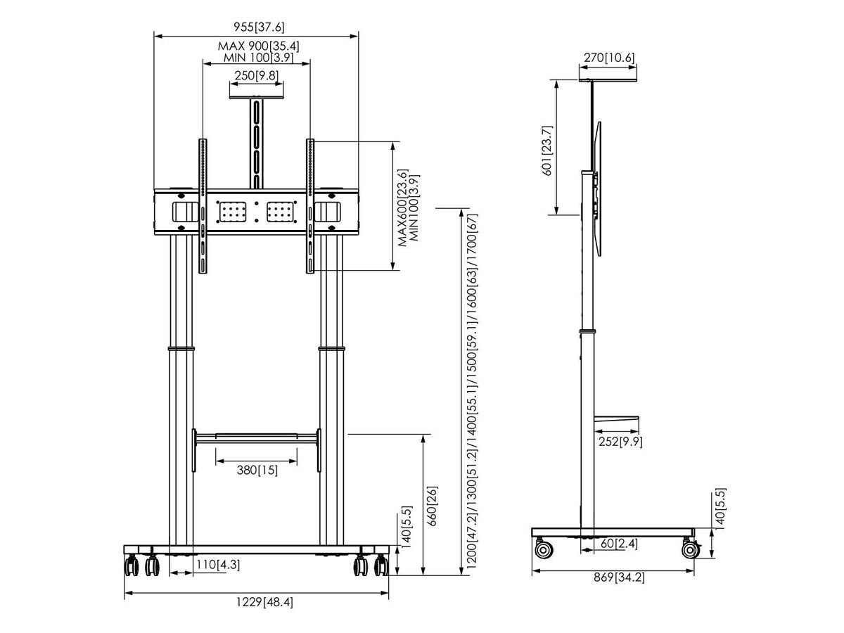 Vogel's ESSENTIAL T1041, schwarz - Bildschirm Trolley, 800x600, 100kg