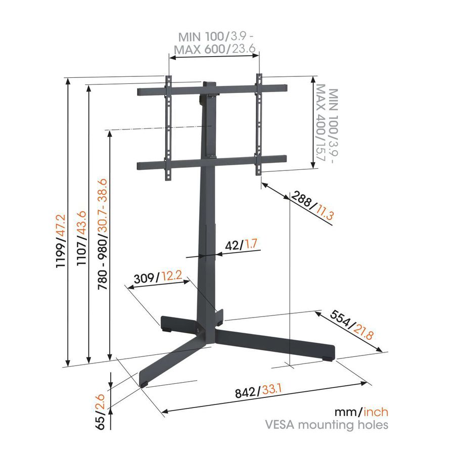 Vogel's TV Stand - ELITE, turn, 40-77", 50kg