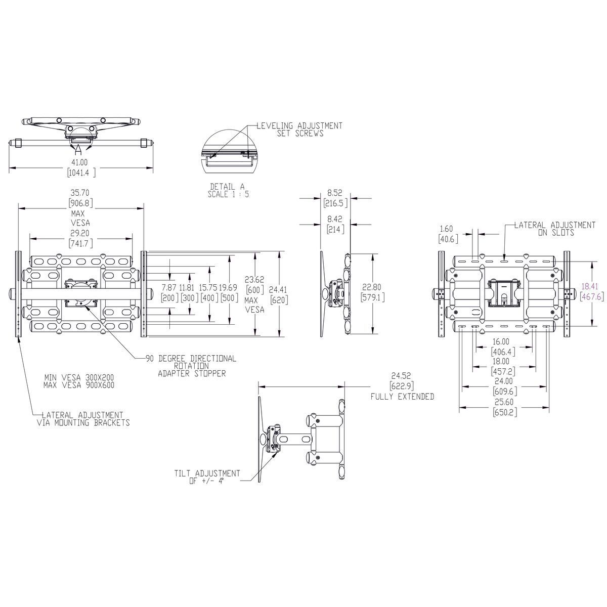 Vogel's Pro Wandhalterung - schwenk- und neigbar, 65-120", 226kg, TüV5