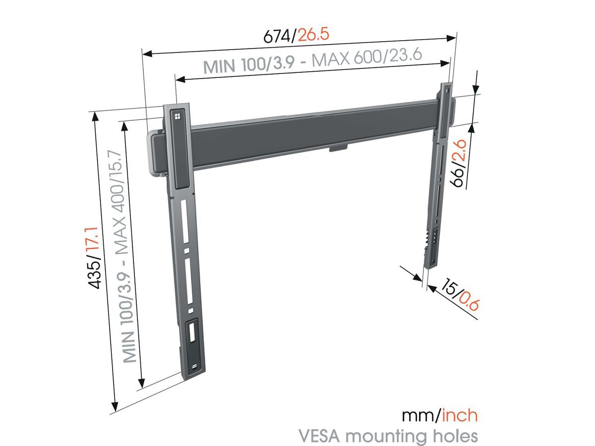 Vogel's TV wall mount - ELITE, flat, 40-100", 100kg