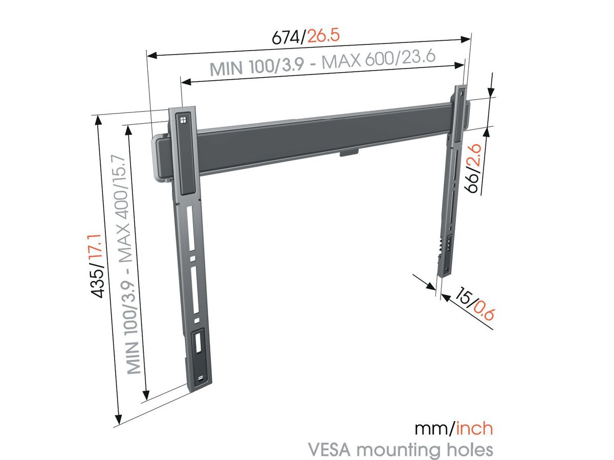 Vogel's TV-Wandhalterung - ELITE, flach, 40-100", 100kg