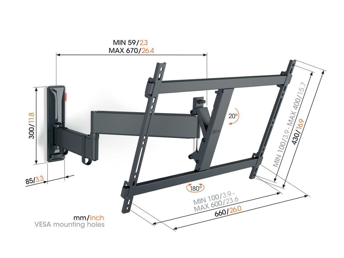 Vogel's Support TV - COMFORT, pivotant, 40-77", 35kg