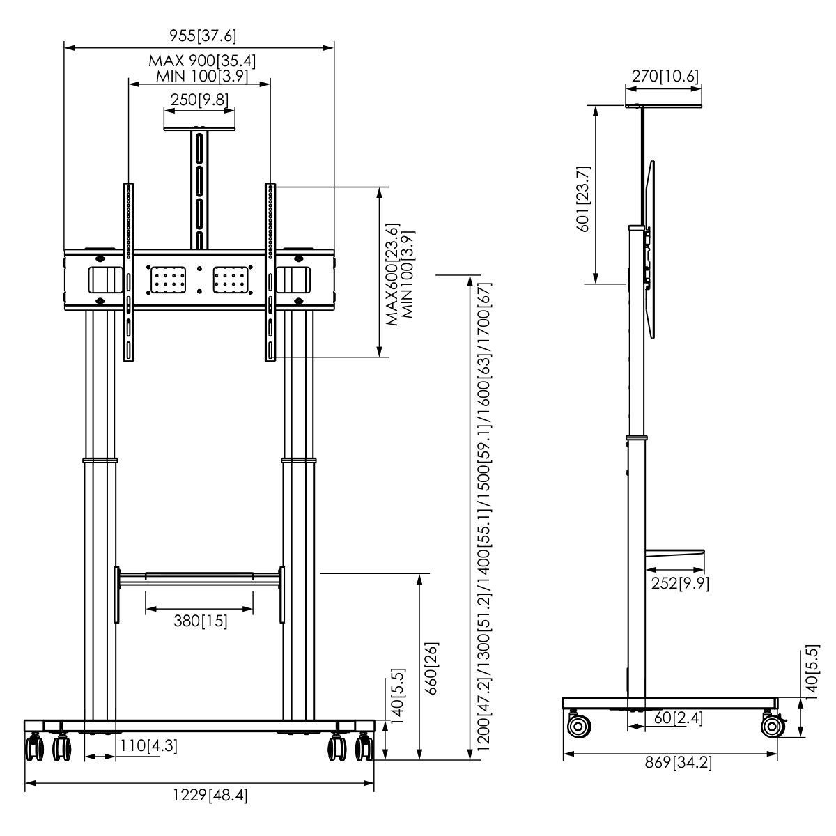 Vogel's ESSENTIAL T1041, schwarz - Bildschirm Trolley, 800x600, 100kg