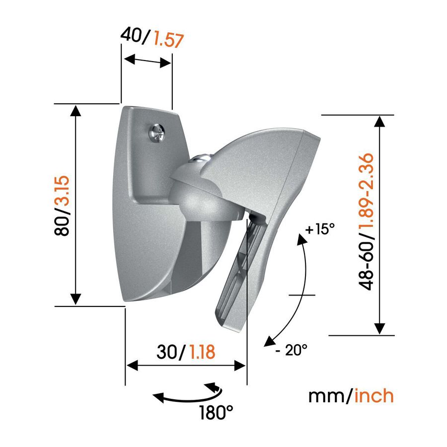 Vogel's LS wall bracket - Universal, 5kg, silver, 2 pcs.