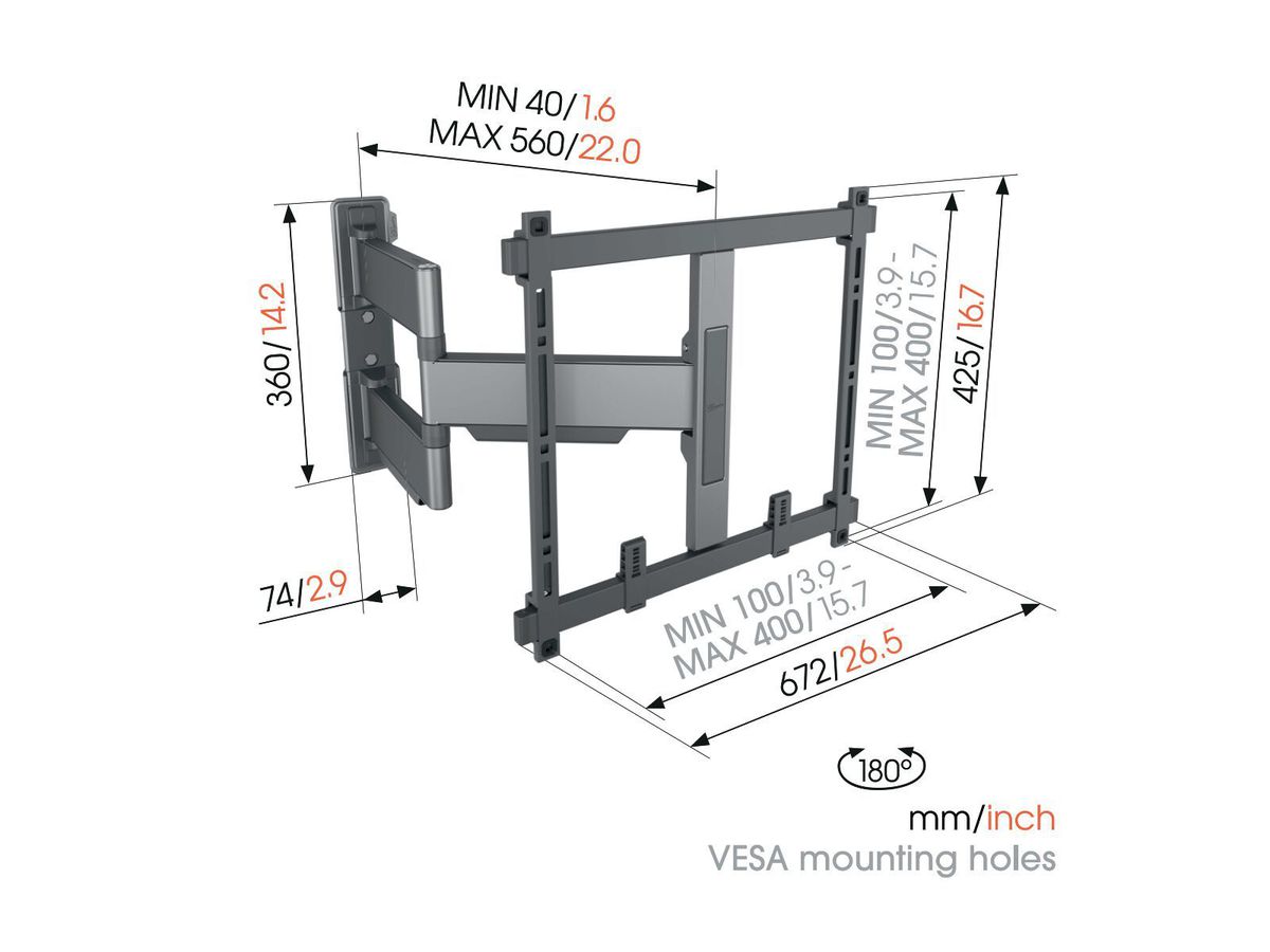 Vogel's TV-Wandhalterung - ELITE, schwenkbar, 32-65", 35kg