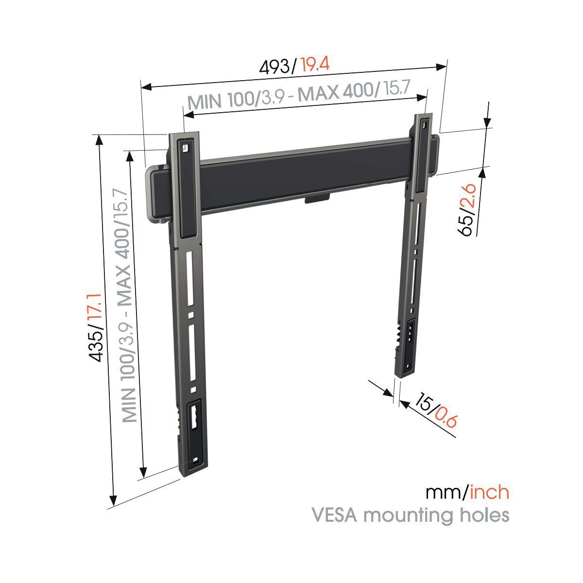 Vogel's TV-Wandhalterung - ELITE, flach, 32-75", 75kg