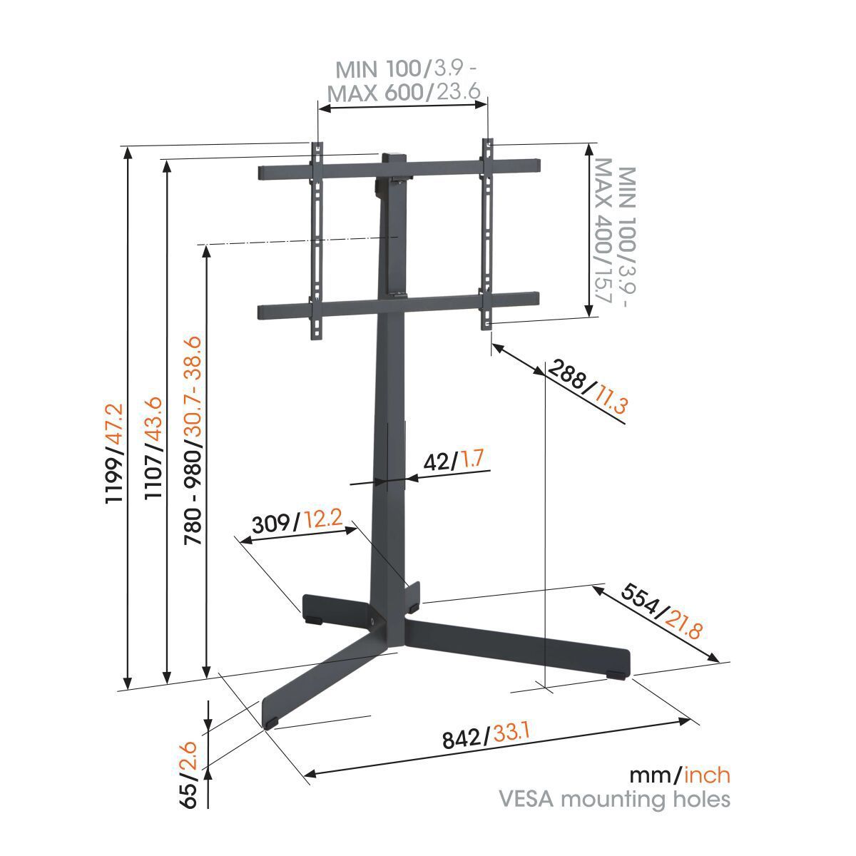 Vogel's TV Stand - ELITE, turn, 40-77", 50kg