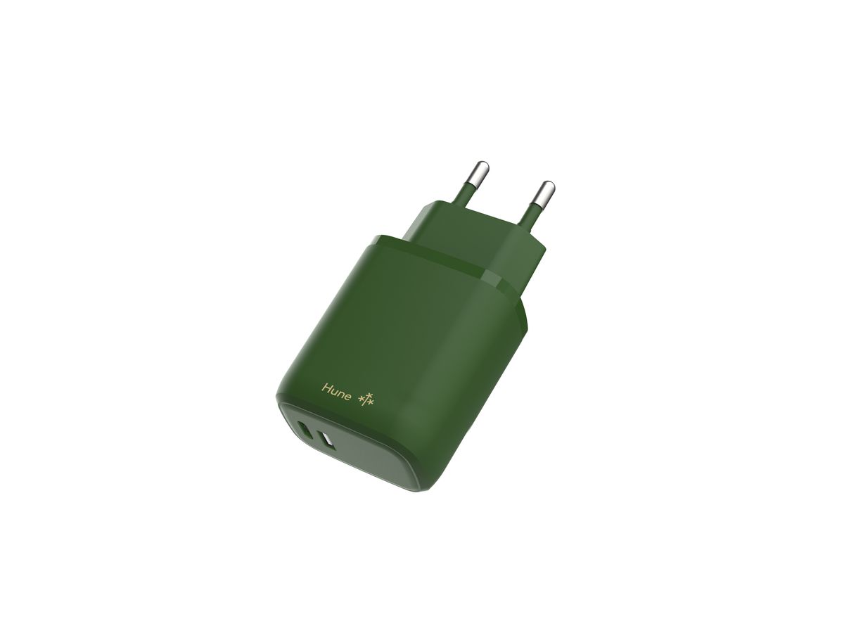 HUNE Ladeadapter TypeC & USB 20W - Forest green