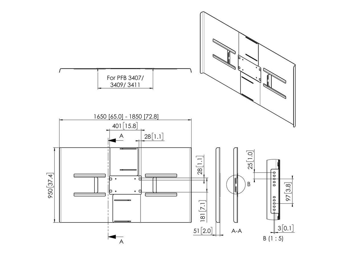 Vogel's Pro Rückabdeckung - Connect-It, Display, Querformat 75-80"