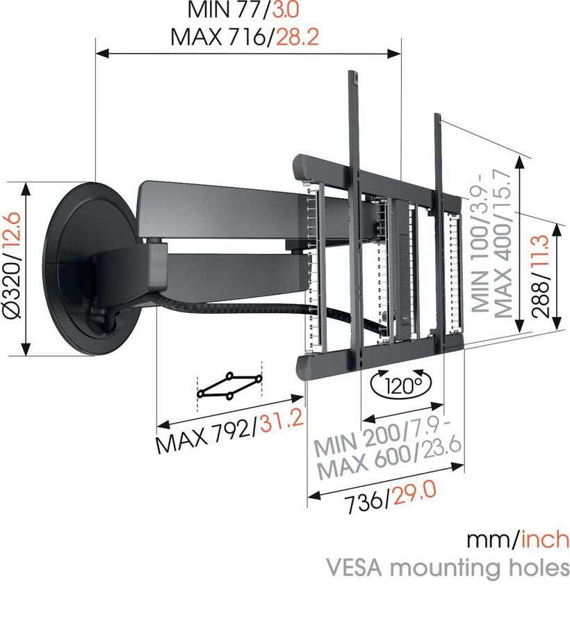 Vogel's TV wall mount - SIGNATURE, turn, 40-77", 35kg