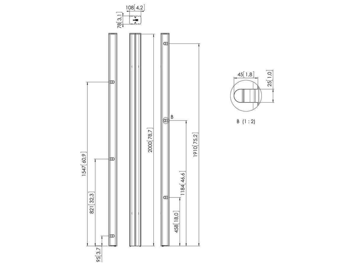 Vogel's Pro Profil de sol, 200cm - Connect-It, modulaire, 160kg, argent