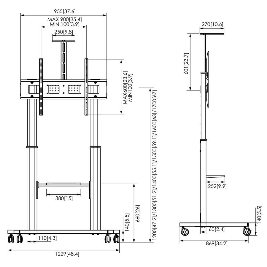 Vogel's ESSENTIAL T1041, schwarz - Bildschirm Trolley, 800x600, 100kg