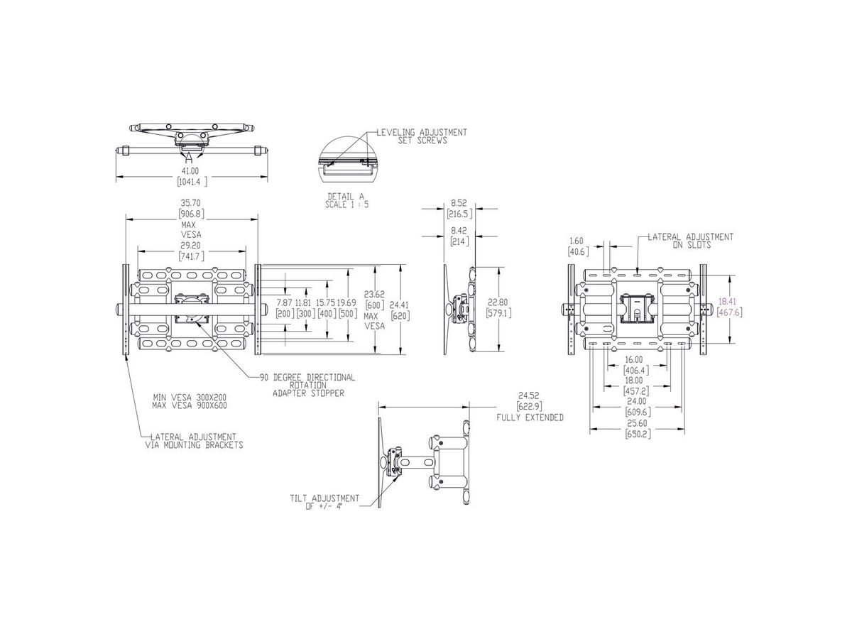 Vogel's Pro Support Mural - pivotant et inclinable, 65-120", 226kg, TüV5