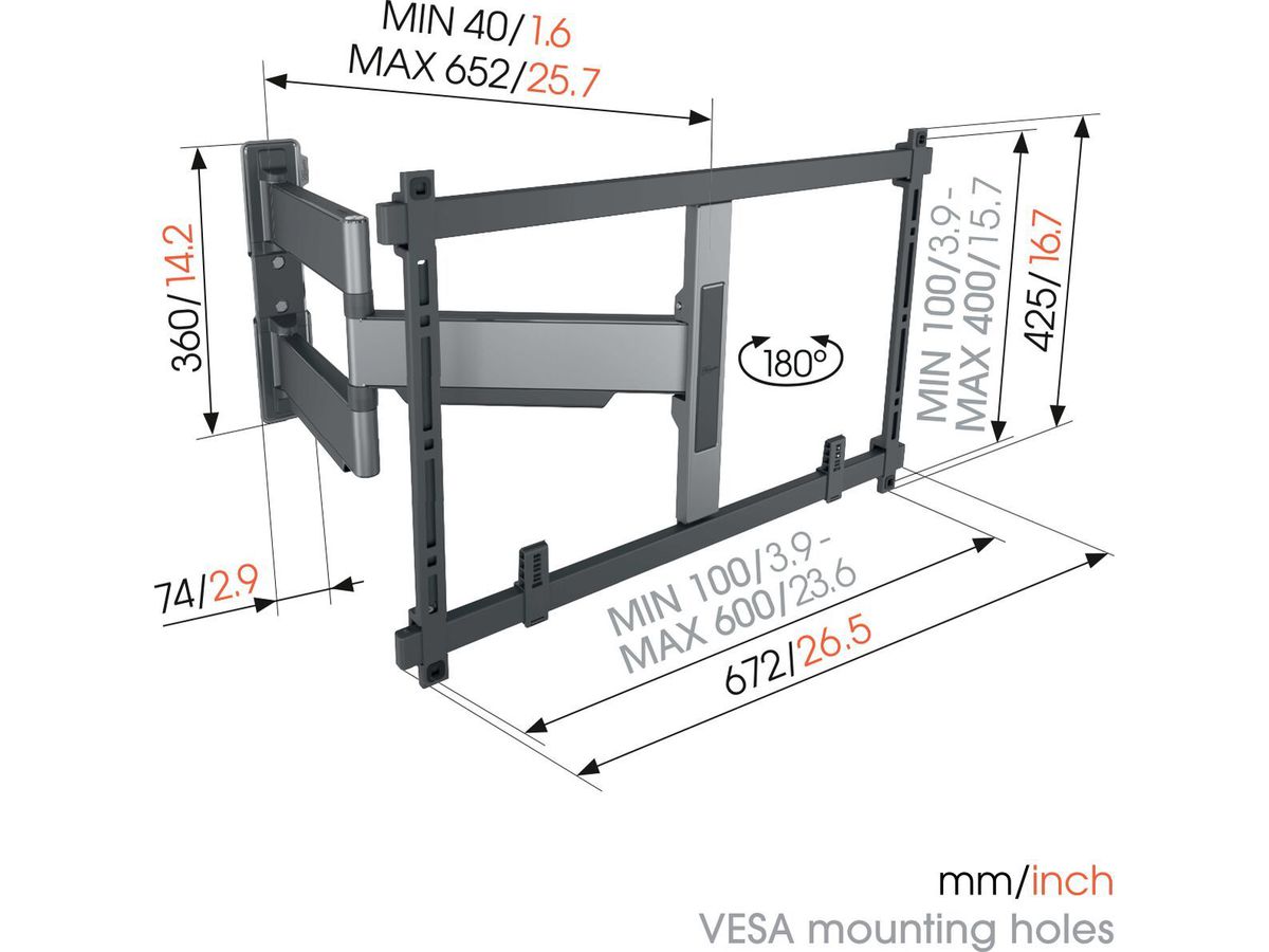 Vogel's TV-Wandhalterung - ELITE, schwenkbar, 40-77", 45kg