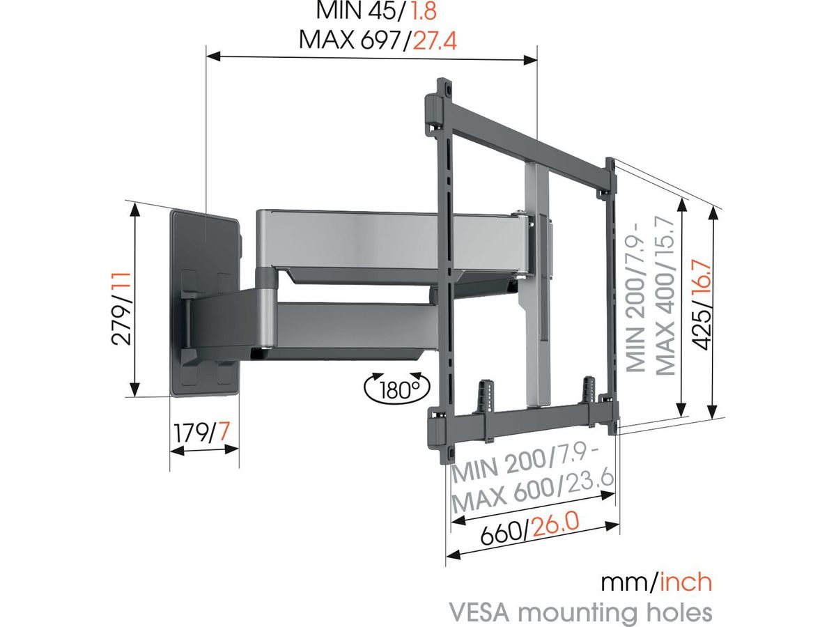 Vogel's Support TV - ELITE, pivotant, 55-100", 75kg