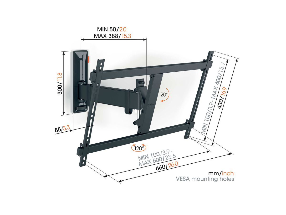 Vogel's TV-Wandhalterung - COMFORT, schwenkbar, 40-77", 35kg