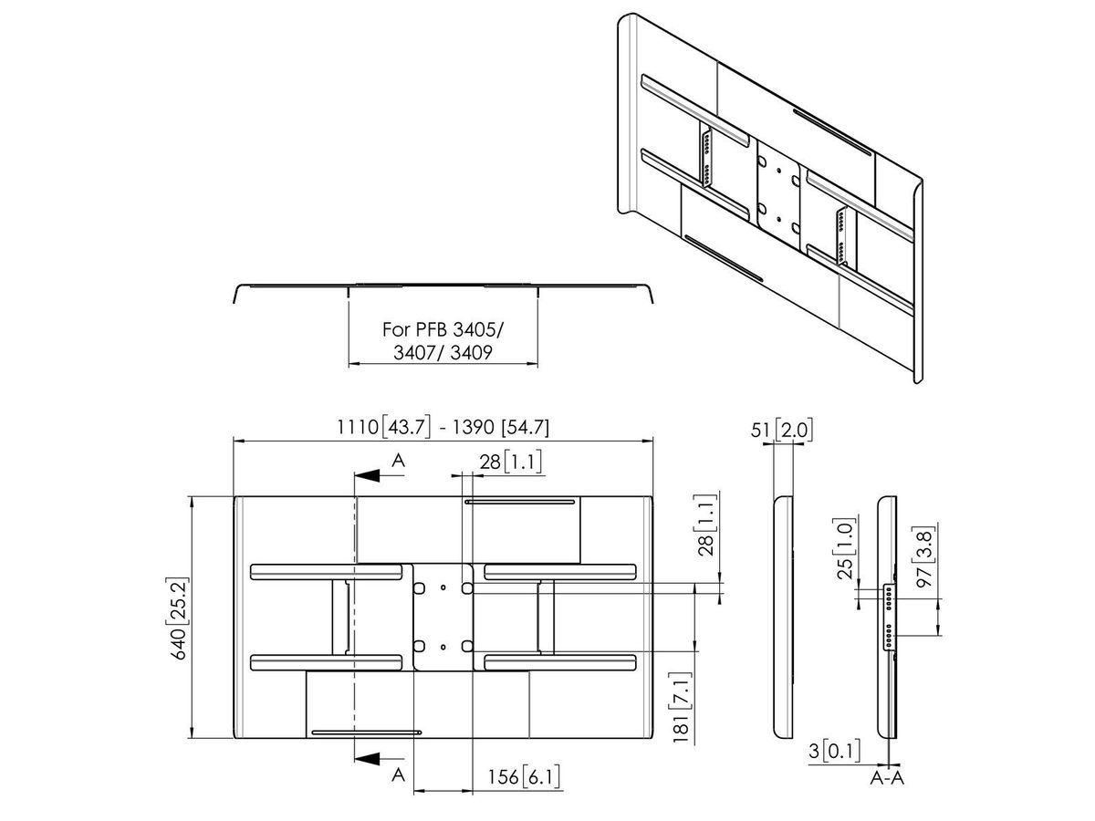 Vogel's Pro Cache arrière - Connect-It, écran, format horizontal 50-55"