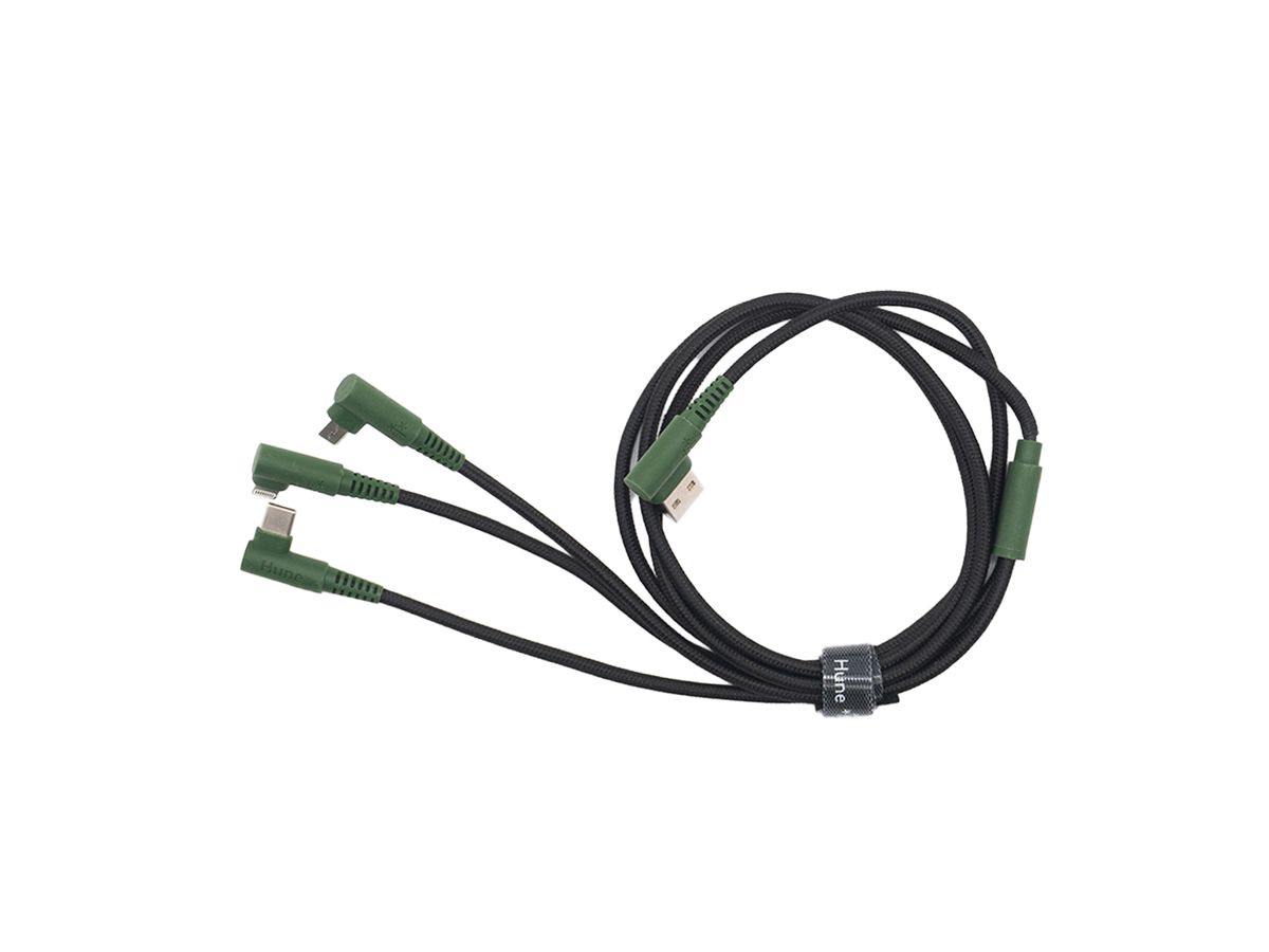 HUNE Ladekabel 90° 3in1 1.2m - Forest green